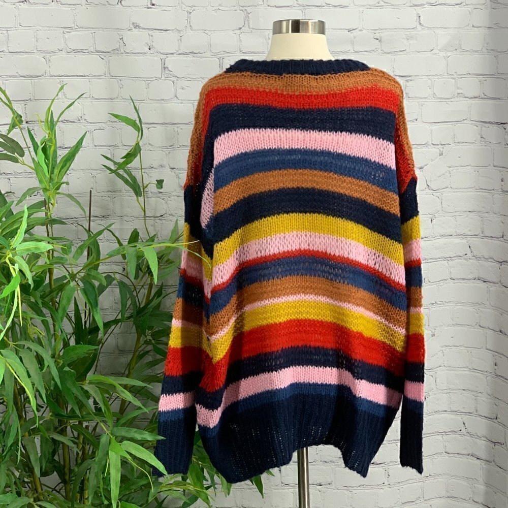 Favlux Multicolor Striped Oversized Knit Sweater - Picture 3 of 7